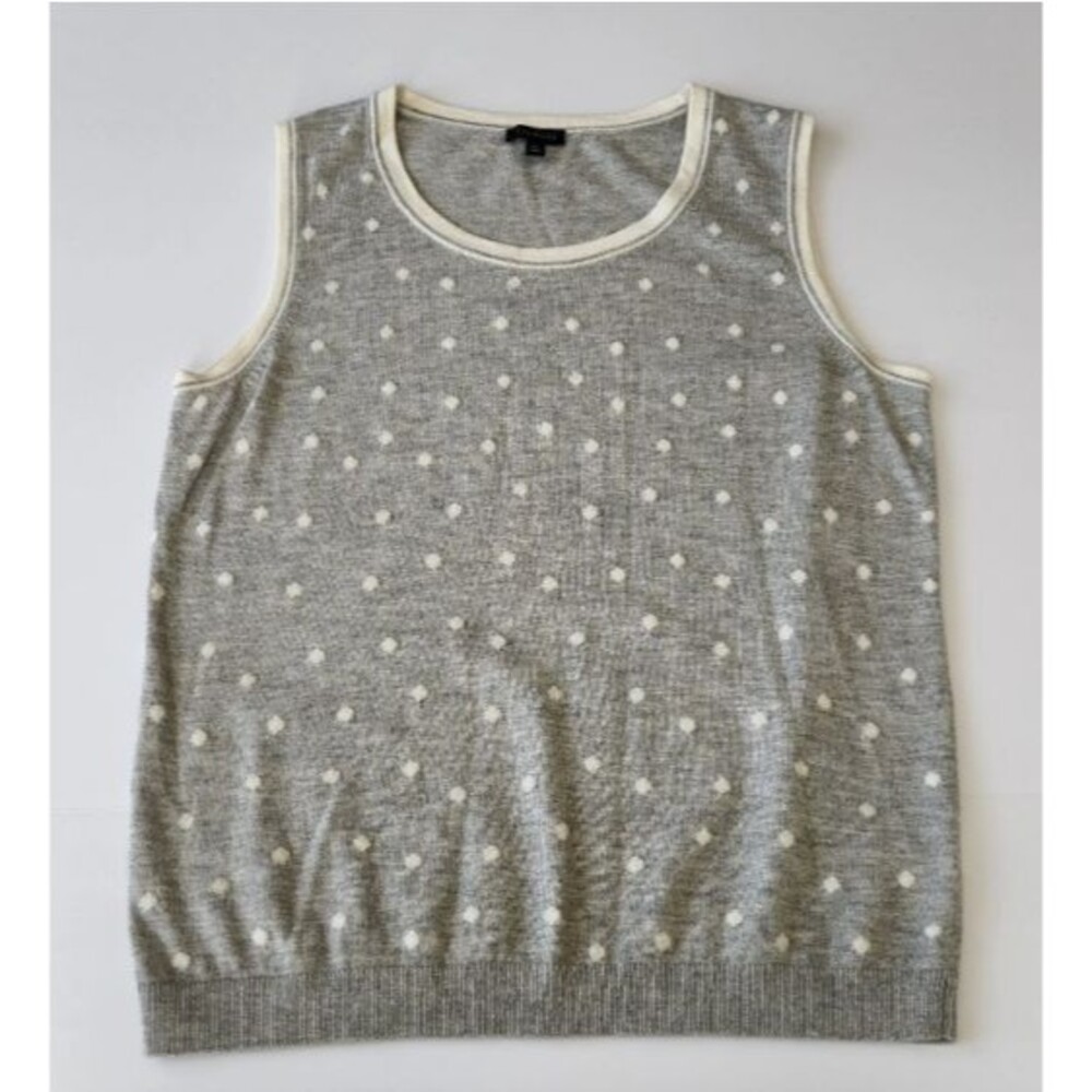 Talbots Gray Polka Dot Knit Sweater Vest Shell Cashmere Blend Sleeveless Medium